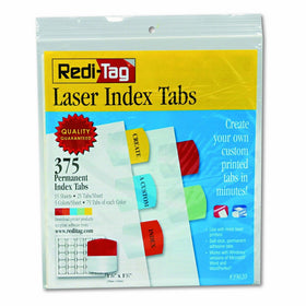 Redi-Tag Laser Printable Index Tabs, Permanent Adhesive, 1-1/8 x 1-1/4 Inches, Bulk Packed, 375 Tabs per Pack, Assorted Colors (39020)