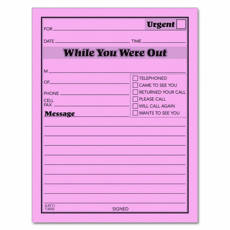 TOPS While You Were Out One-Sided Note Pads, 4.25 x 5.5 Inches, Pink, 50 Sheets per Pad, 12 Pads per Pack (3002P)