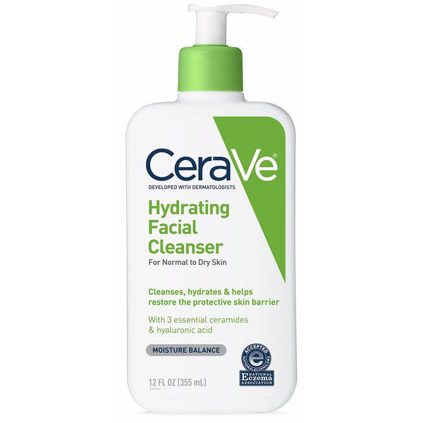 CeraVe Hydrating Facial Cleanser 12 oz for Daily Face Washing, Dry to Normal Skin