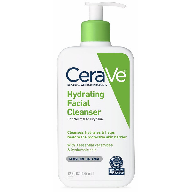 CeraVe Hydrating Facial Cleanser 12 oz for Daily Face Washing, Dry to Normal Skin