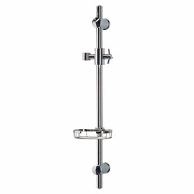 PULSE ShowerSpas 1010-CH Adjustable Slide Bar for Hand Shower with Wire Basket Soap Dish, Polished Chrome