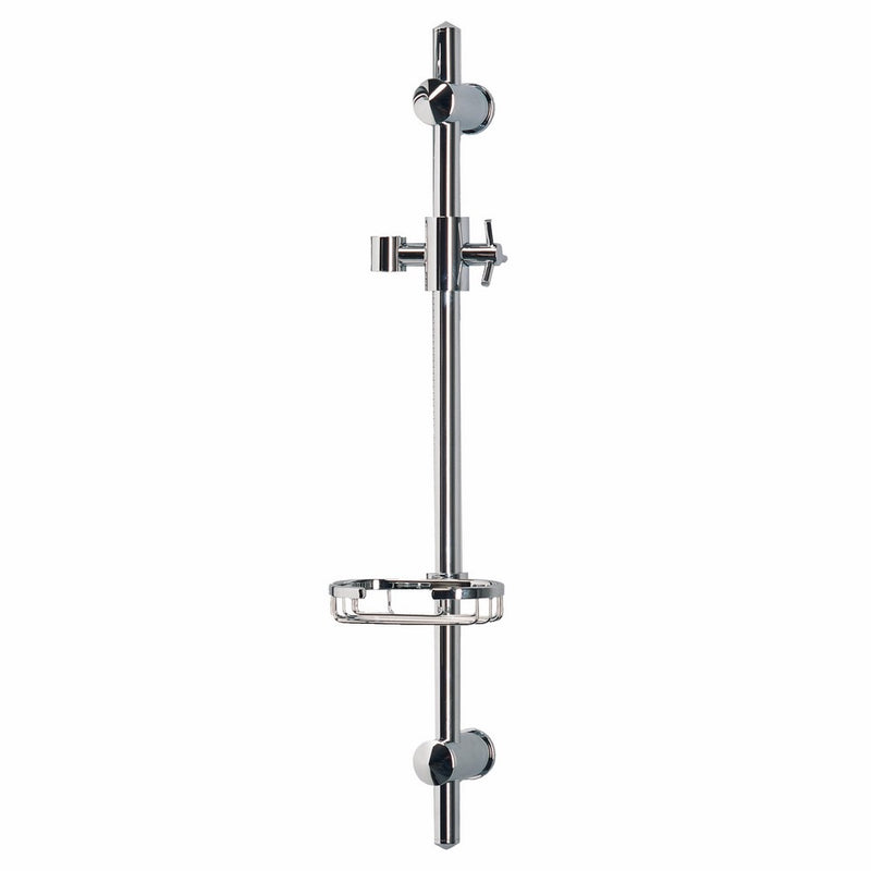 PULSE ShowerSpas 1010-CH Adjustable Slide Bar for Hand Shower with Wire Basket Soap Dish, Polished Chrome