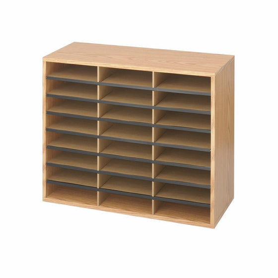 Safco Products 9402MO Literature Organizer Wood/Corrugated, 24 Compartment, Medium Oak