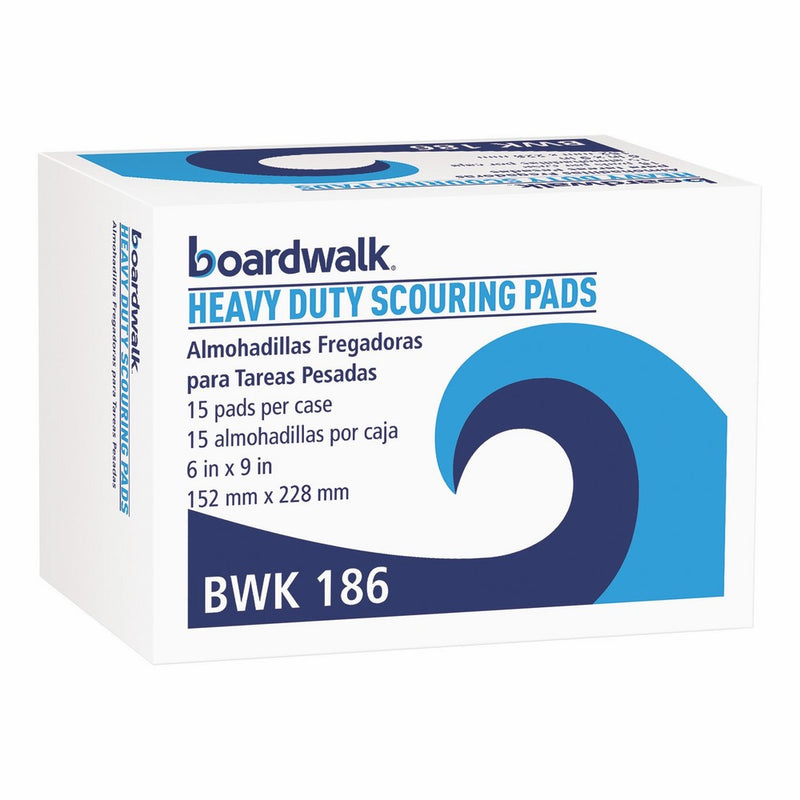 Boardwalk 186 Heavy-Duty Scour Pad, Green, 6 x 9 (Case of 15)