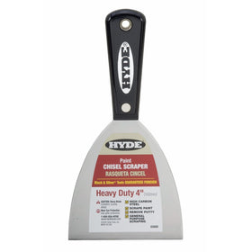 Hyde Tools 02600 4-Inch Xtra Heavy Duty Stiff Chisel Scraper, Black and Silver
