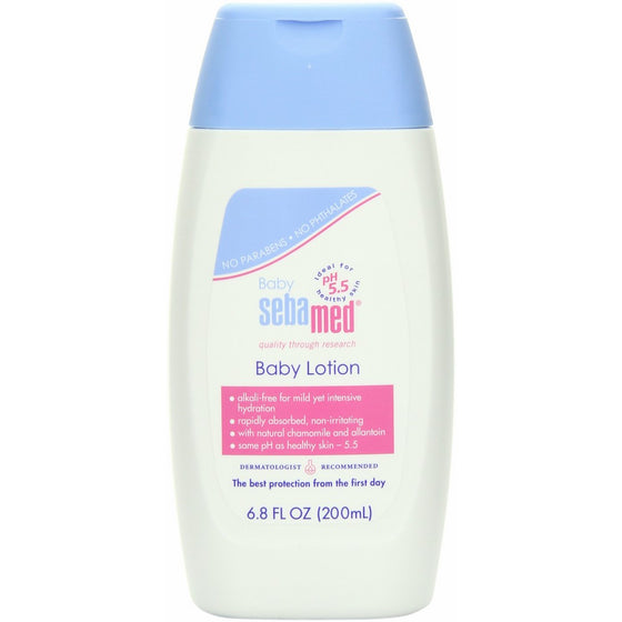 Sebamed Baby Lotion pH 5.5 Ultra Mild Dermatologist Recommended Moisturizer for Sensitive Skin and Delicate Skin 6.8 Fluid Ounces (200 Milliliters)