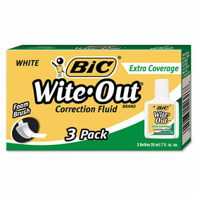 Bic Corporation Correction Fluid, Extra Coverage Formula, 20Ml, 3/Box, White