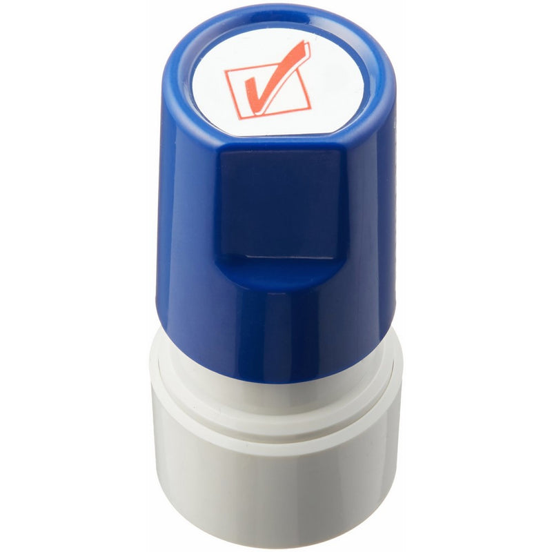 Stamp-Ever Pre-Inked Round Message Stamp, Check Mark, Stamp Impression Size: 3/4-Inch Diameter, Red (5970)