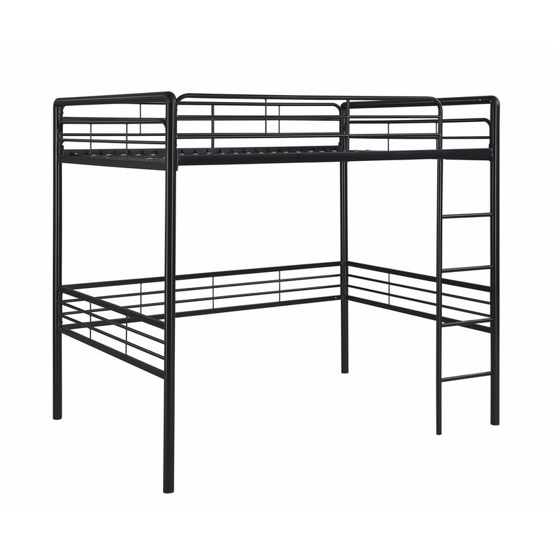 DHP Full Metal Loft Bed with Ladder, Space-Saving Design, Black