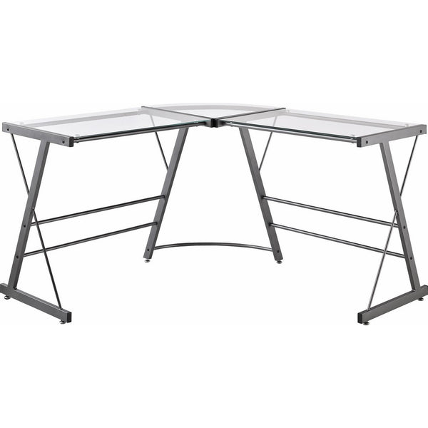 Ameriwood Home Odin Glass L-Shaped Computer Desk, Gray