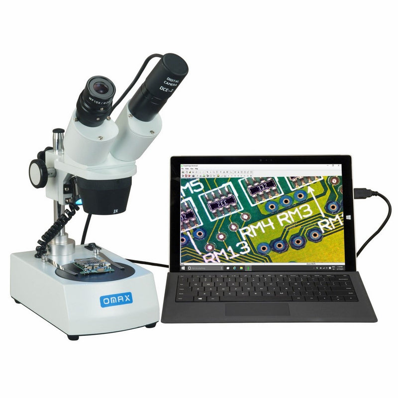 OMAX 20X-40X-80X Cordless Dual LED Lights Stereo Binocular Microscope with USB Digital Camera