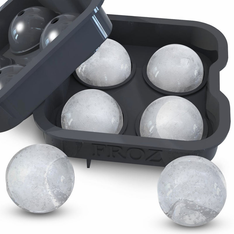 Froz Ice Ball Maker – Novelty Food-Grade Silicone Ice Mold Tray With 4 X 4.5cm Ball Capacity