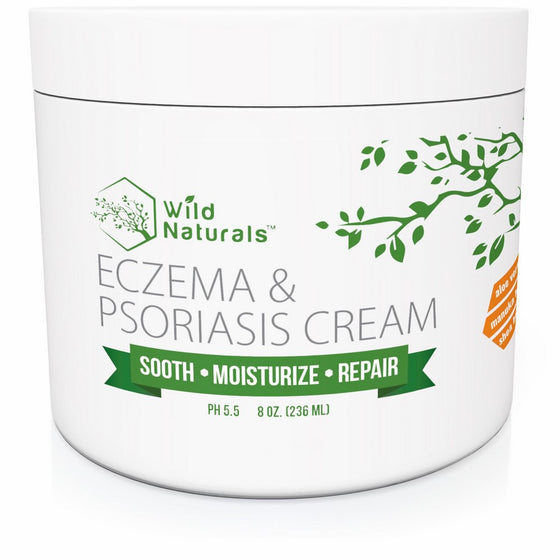 Wild Naturals Eczema & Psoriasis Cream, For Dry, Irritated Skin, Itch Relief, Dermatitis, Rosacea, and Shingles. Natural 15-in-1 Formula Promotes Healing and Calms Redness, Rash and Itching Fast