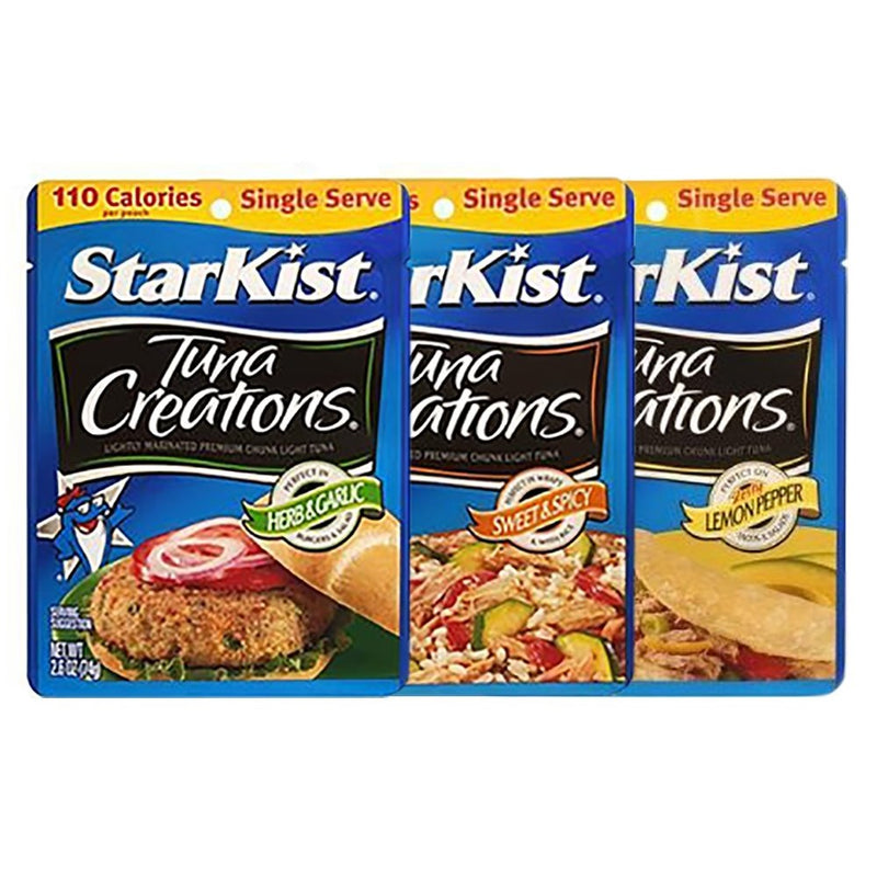 Starkist Tuna Creations- VARIETY PACK: 4 Sweet & Spicey, 4 Lemon Pepper, 4 Herb & Garlic (12 Pack)