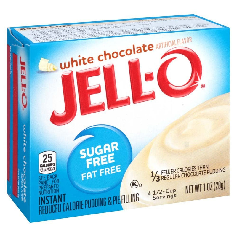 JELL-O Sugar Free Fat Free Instant Pudding & Pie Filling Mix, White Chocolate, 1 Ounce (Pack of 6)