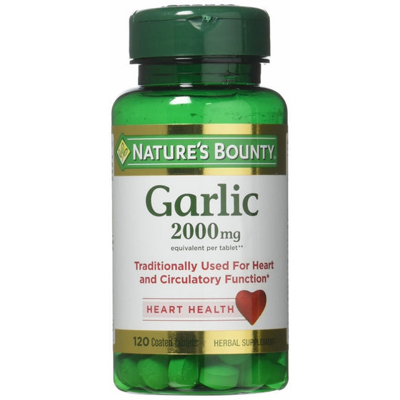 Nature's Bounty Garlic, 2000mg, 120 Coated Tablets (Pack of 2)