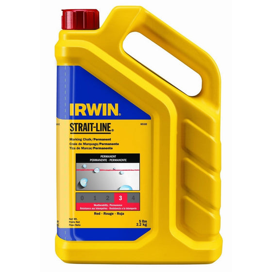 IRWIN Tools STRAIT-LINE Standard Marking Chalk, 5-pound, Red (65102)