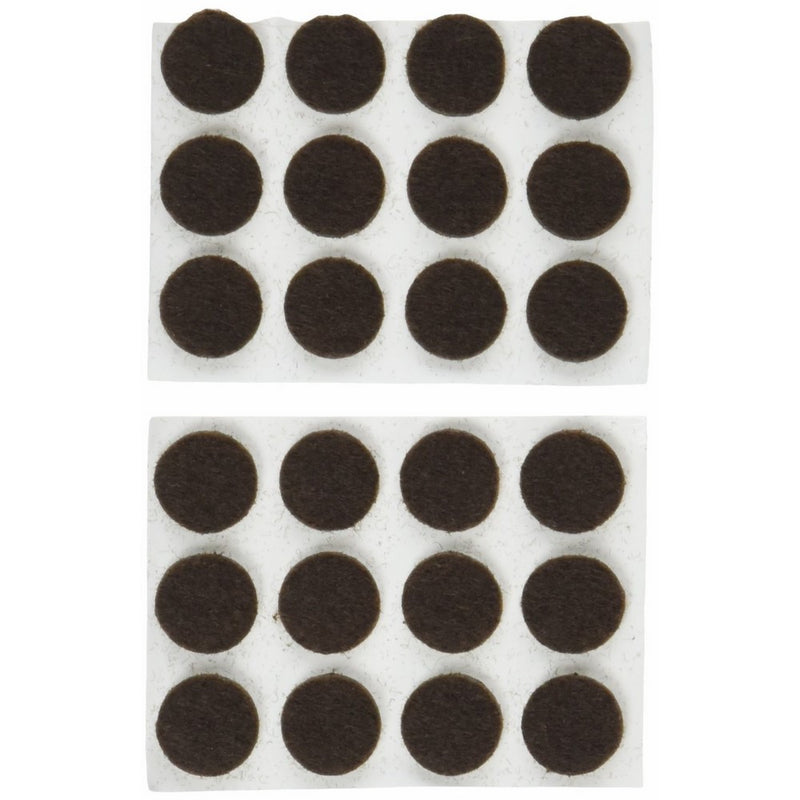 Shepherd Hardware 9958 1/2-Inch Self-Adhesive Felt Furniture Pads, 24-Pack, Brown