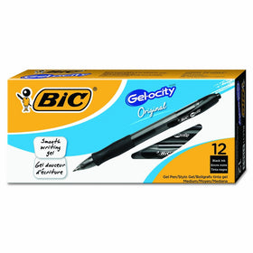 BIC Gel-ocity Original Retractable Gel Pen, Medium Point (0.7 mm), Black, 12-Count