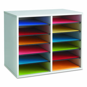 Safco Products 9420GR Wood Adjustable Literature Organizer, 12 Compartment, Gray