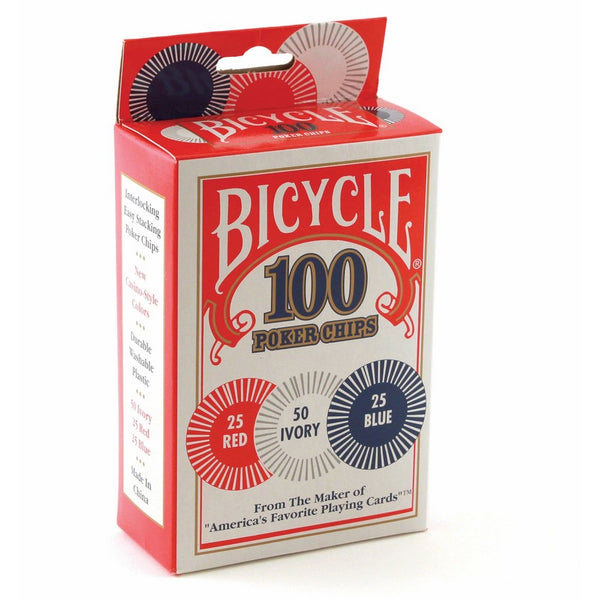 Bicycle Poker Chips - 100 count with 3 colors