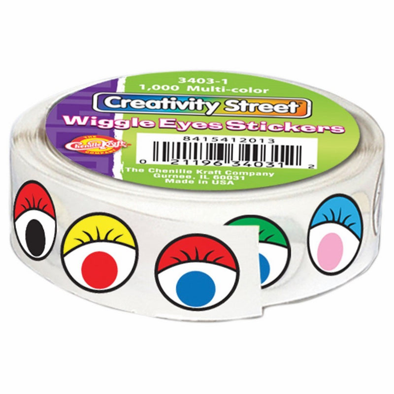 Creativity Street Wiggle Eyes Stickers, 0.5-Inch, Multicolor, 1000/Pack