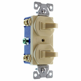 Eaton 275V-BOX 15-Amp 120/277-volt Commercial Grade Combination Single Pole Toggle Switch and 3-Way Switch, Ivory