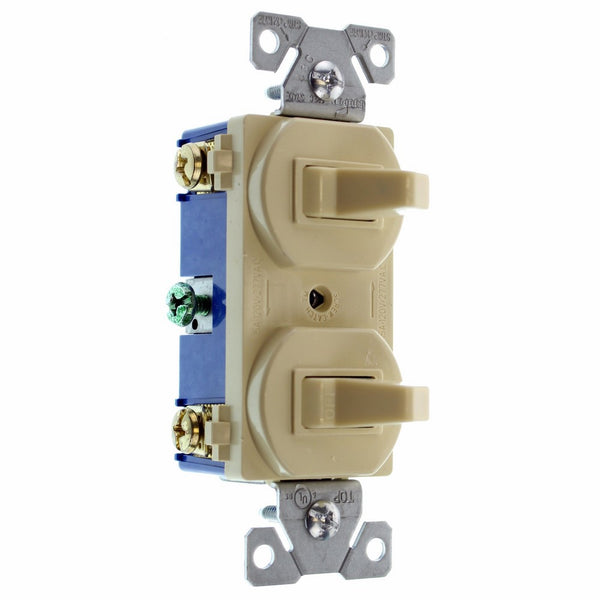 Eaton 275V-BOX 15-Amp 120/277-volt Commercial Grade Combination Single Pole Toggle Switch and 3-Way Switch, Ivory