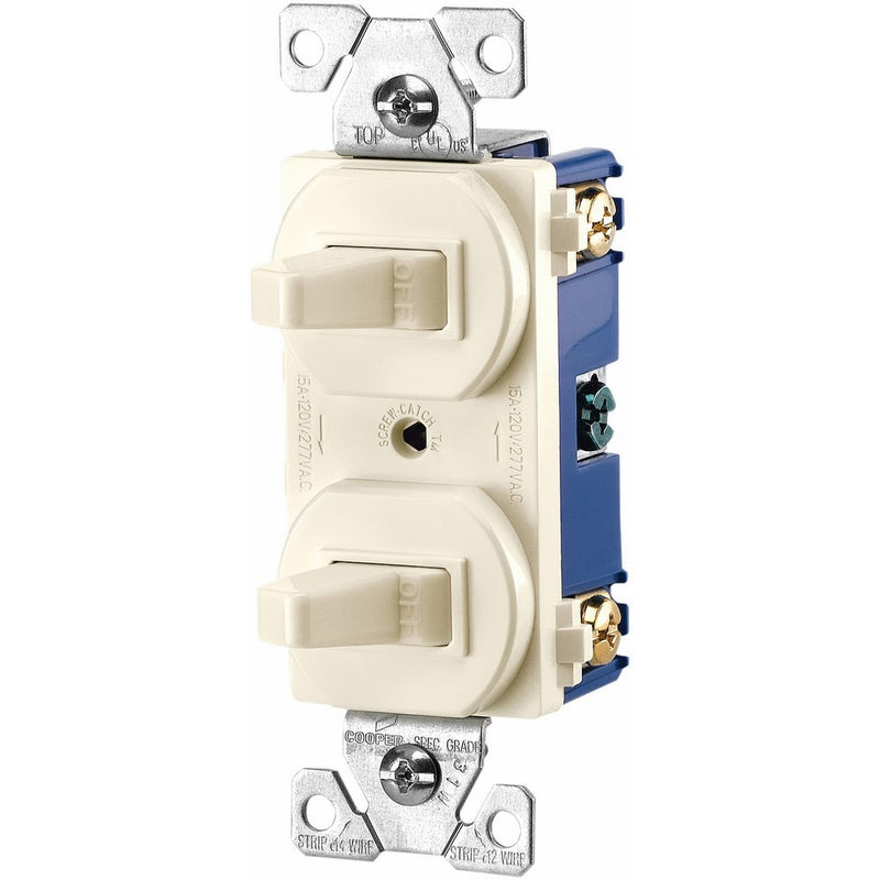 Eaton 271LA-SP-L 15-Amps 120/277-Volt Traditional Heavy Duty Grade Two Single-Pole Switches, Light Almond