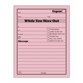 Adams While You Were Out Pads, 4.25 x 5.5 Inches, Pink, 50 Sheets per Pad, 12 Pads per Pack (9711D)