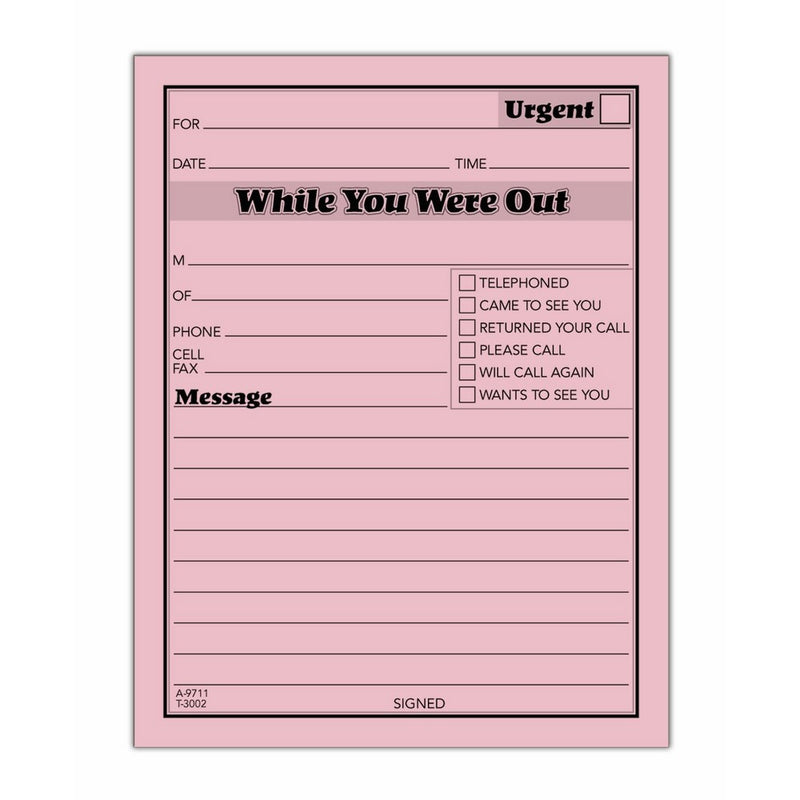 Adams While You Were Out Pads, 4.25 x 5.5 Inches, Pink, 50 Sheets per Pad, 12 Pads per Pack (9711D)