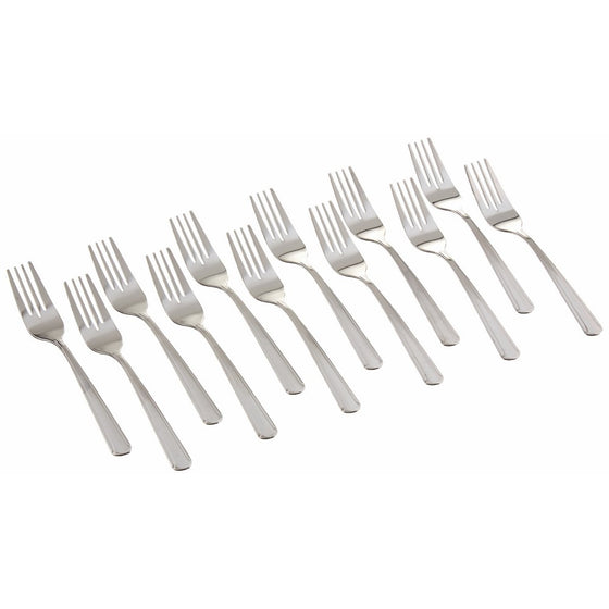 Winco 0001-06 12-Piece Dominion Salad Fork Set, 18-0 Stainless Steel