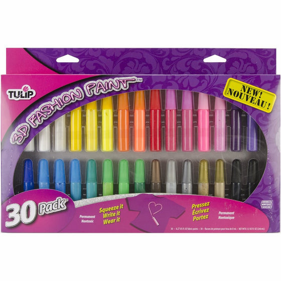 Tulip 3D Fashion Paint Multi Pack, 30-Pack, 7-Milliliter