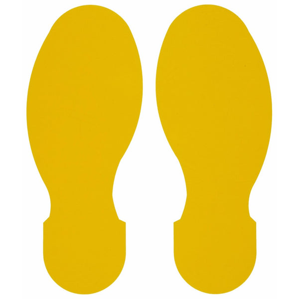 Brady ToughStripe Nonabrasive Footprints Floor Marking Tape, 10" Length, 3-1/2" Width, Yellow (Pack of 10 Per Roll)