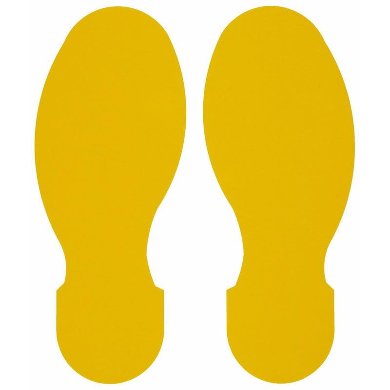 Brady ToughStripe Nonabrasive Footprints Floor Marking Tape, 10" Length, 3-1/2" Width, Yellow (Pack of 10 Per Roll)