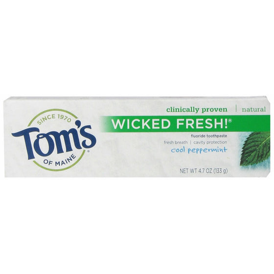 Tom's of Maine Wicked Fresh Fluoride Natural Toothpaste, Cool Peppermint, 4.7 Ounce