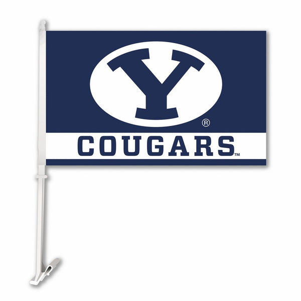 NCAA Brigham Young Cougars Car Flag With Wall Bracket