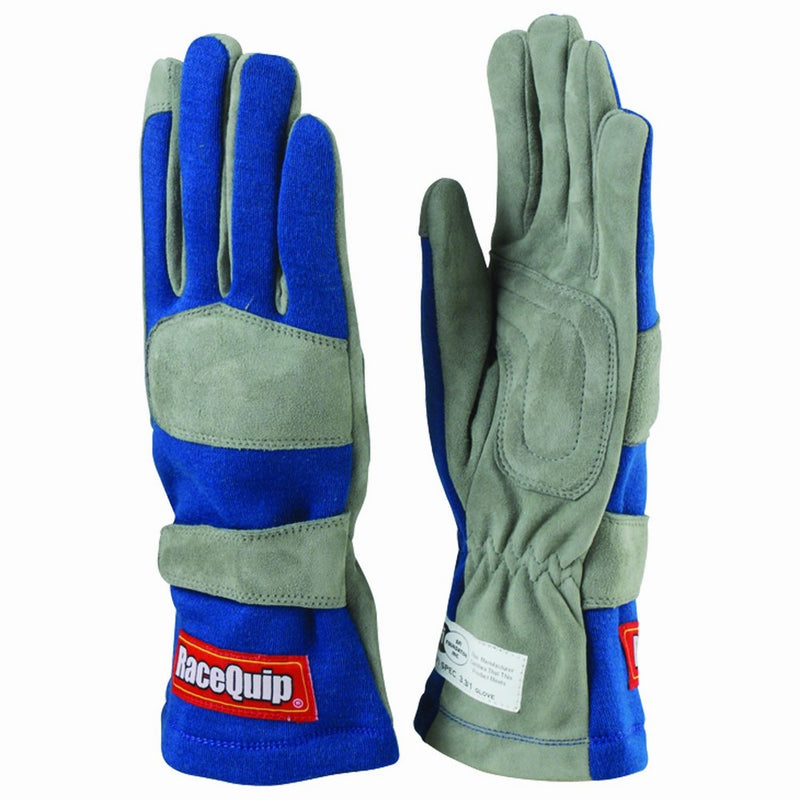 RaceQuip 351025 351 Series Large Blue SFI 3.3/1 One Layer Racing Gloves