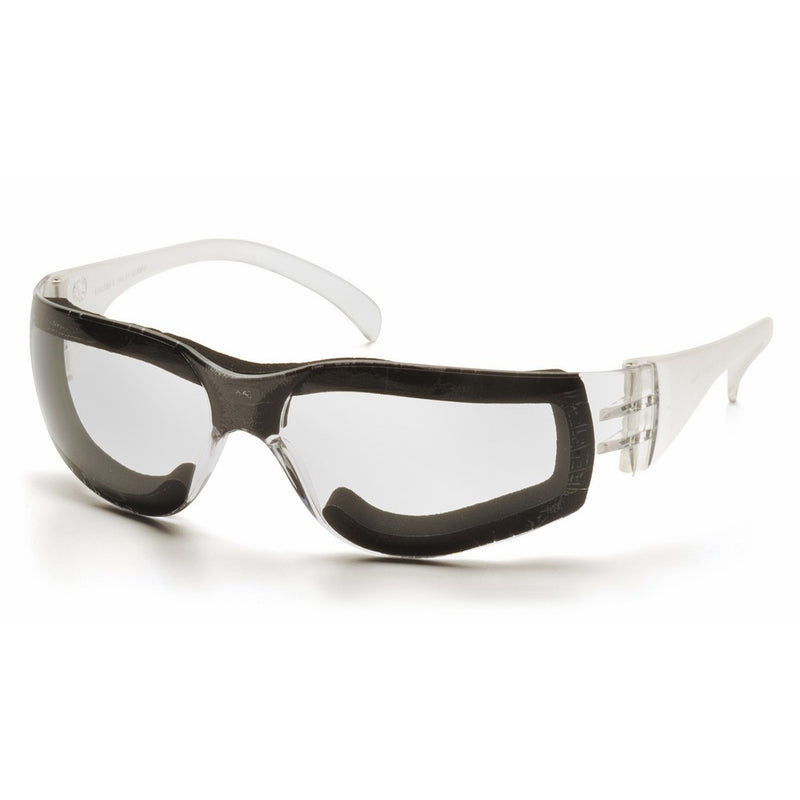 Pyramex Intruder Safety Eyewear, Clear Frame w/Full Foam Padding, Clear-Hardcoated Anti-Fog Lens