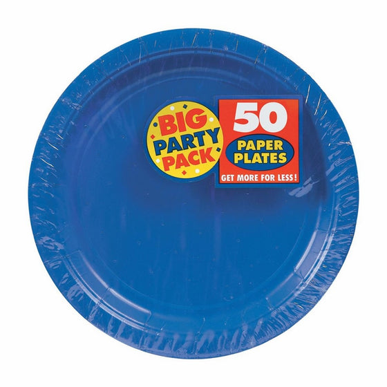 Amscan Big Party Pack 50 Count Paper Dessert Plates, 7-Inch, Orange