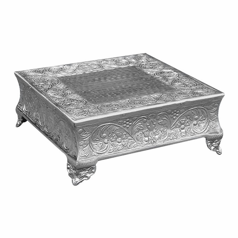 Silver Wedding Cake Stand Square 16"x16" a Strongly Built Masterpiece for Multilayer Cake