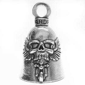 Guardian Ghost Rider Skull on Motorcycle Biker Luck Gremlin Riding Bell or Key Ring