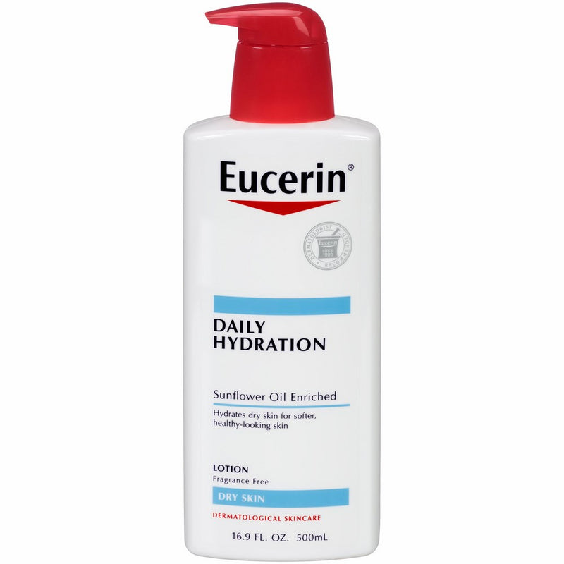 Eucerin Daily Hydration Moisturizing Lotion, Fragrance Free 16.9 oz (Pack of 3)