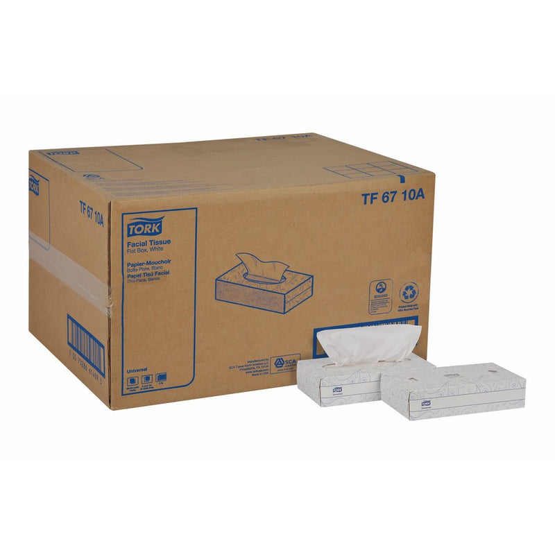 Tork Universal TF6710A Facial Tissue, Flat Box, 2-Ply, 8.2" Width x 7.9" Length, White (Case of 30 Boxes, of 100 per Box, 3,000 Sheets)