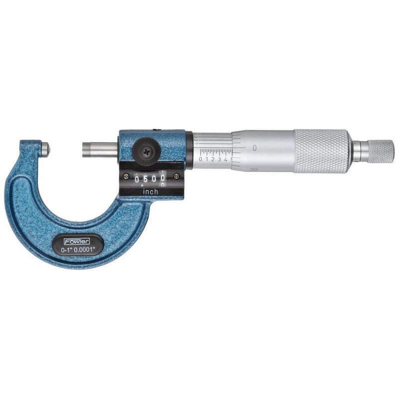 Fowler 52-244-201-1 Digit Counter Ball-Anvil Micrometer, 0-1" Measuring Range, 0.00016" Accuracy, 0.0001" Graduation