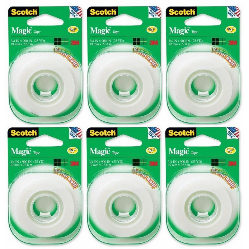 Scotch 3M 205 Magic Tape Refill, 3/4 x 500 Inches (Pack of 6)