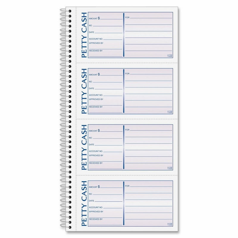Adams Spiral Petty Cash Book, 2-Part, Carbonless, 4 Messages per Page, 200 Sets per Book (SC1156)