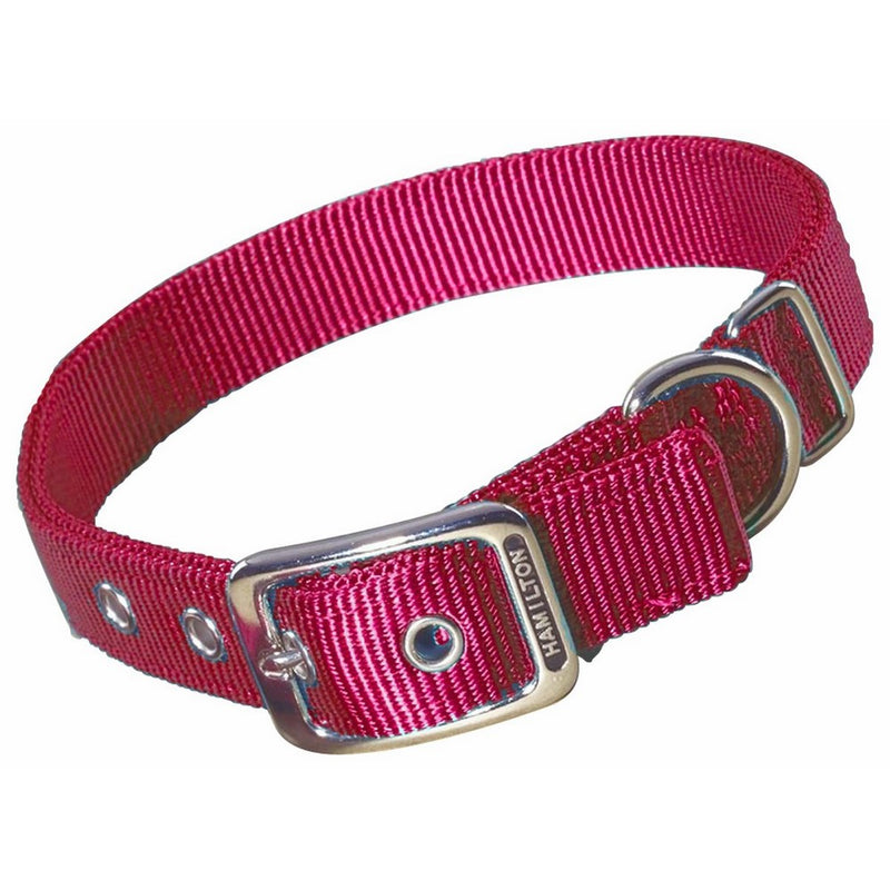 Hamilton Double Thick Nylon Deluxe Dog Collar, 1-Inch by 22-Inch, Red