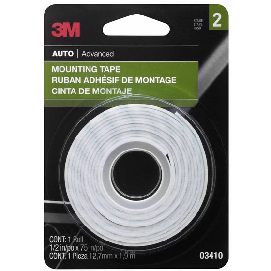 3M 03410 1/2" x 75" Mounting Tape