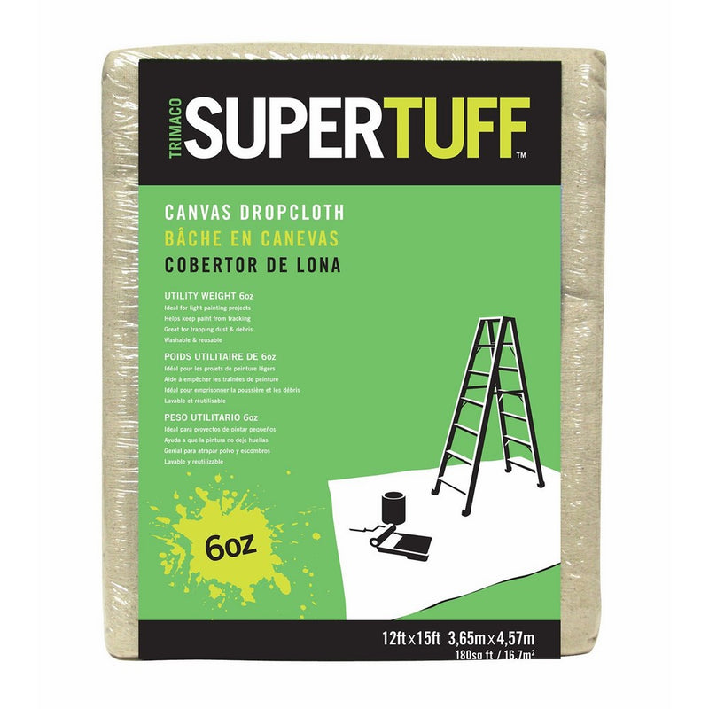 Trimaco 56703 Premium Utility Weight Canvas Drop Cloth, 6-Ounce, 12-Feet x 15-Feet